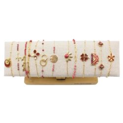 Présentoir en Bois +12 Bracelets - Coloris Rouge